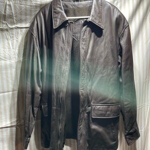 Roundtree and Yorke Men's Classic Brown Leather Field Jacket